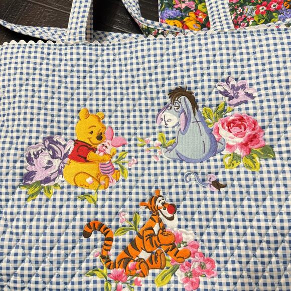 Vera Bradley Disney Winnie Pooh Tote Gingham Floral Cotton Eeyore Tigger Piglet - Picture 11 of 15